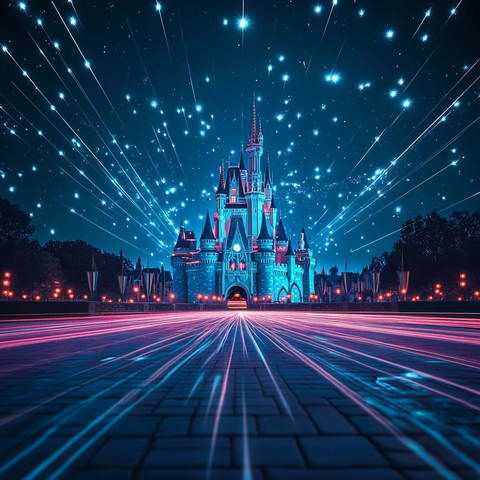 城堡夜景长曝光星光璀璨下的梦幻景象