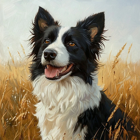 田园中的狗头部特写