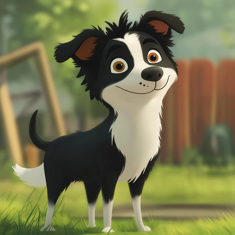 卡通边牧小狗勇敢冒险