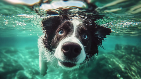 边牧游泳水中抬头