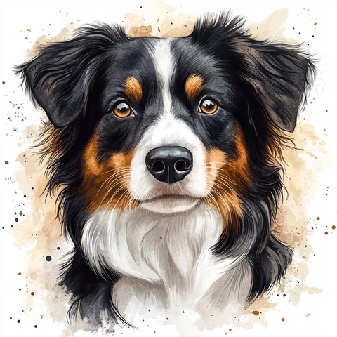澳洲牧羊犬脸部插画