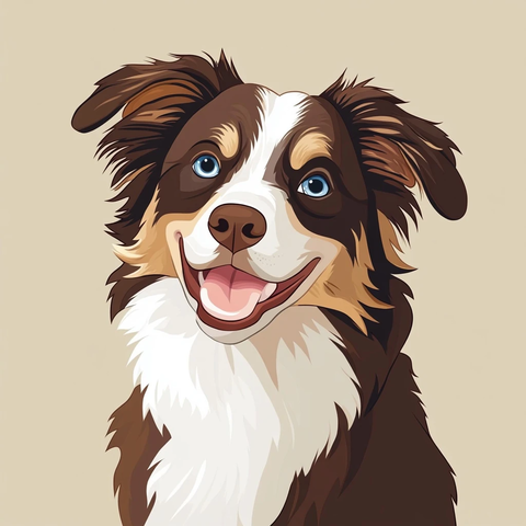 棕色牧羊犬卡通笑脸