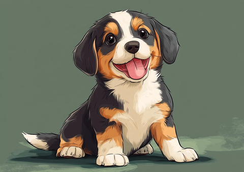 卡通小狗彩色铅笔画