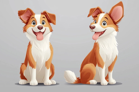 可爱坐姿科伊狗插画