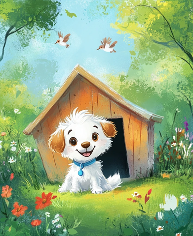 小狗公园狗屋鸟儿蓝天