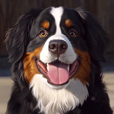 伯恩山犬张嘴吐舌表情