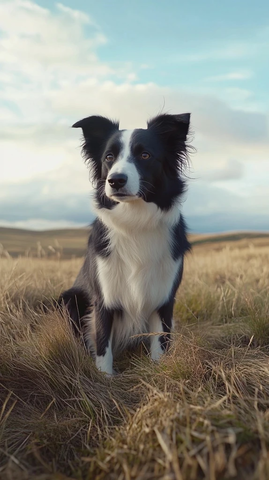 边境牧羊犬草地坐姿