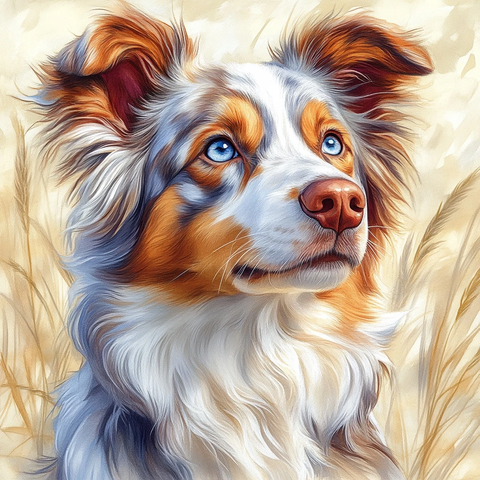 红色毛色边牧头部特写