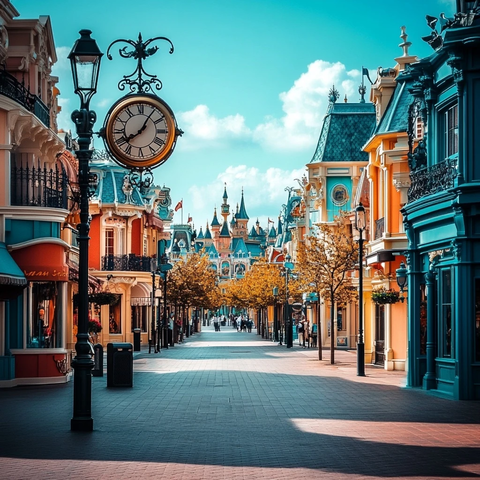 欧式风格街道及城堡建筑街景