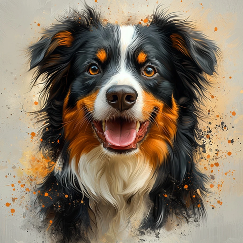 黑色三色澳大利亚牧羊犬肖像