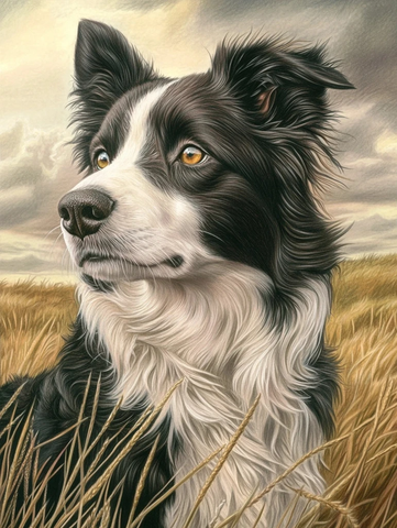 边境牧羊犬与草原背景