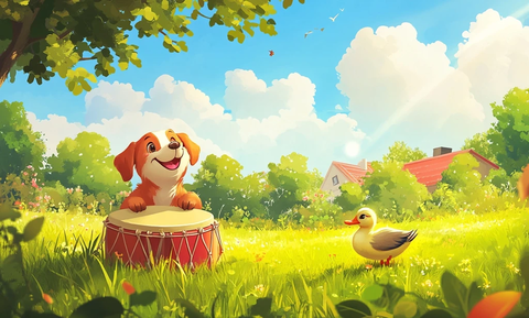 小狗敲鼓小鸭漫步