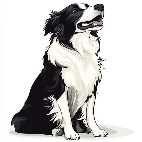 黑白牧羊犬矢量插画