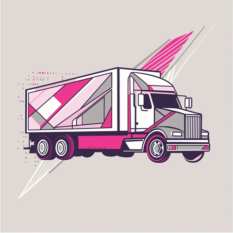 粉灰紫几何卡车线稿
