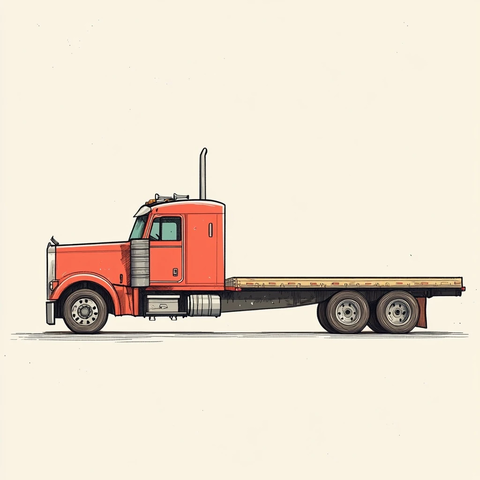 年代卡通风格平板卡车
