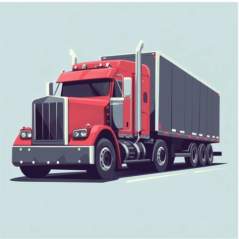 红色驾驶室集装箱卡车