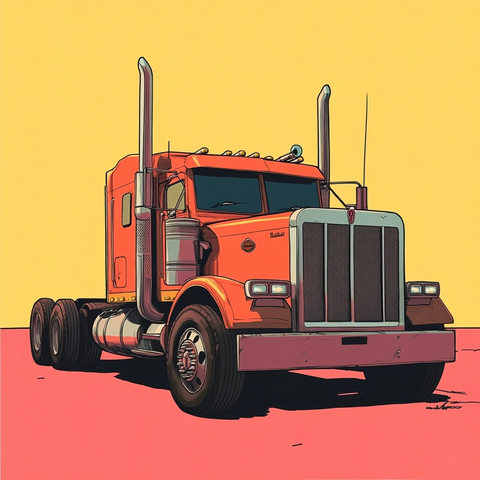 彼得比尔特卡车漫画风格插画