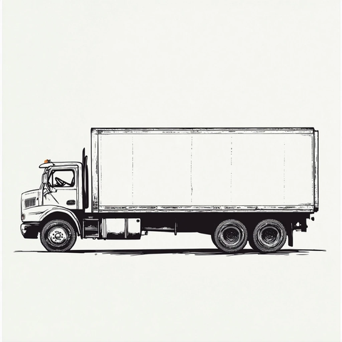 送货卡车侧面线条图