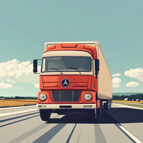 复古卡车行驶在路上