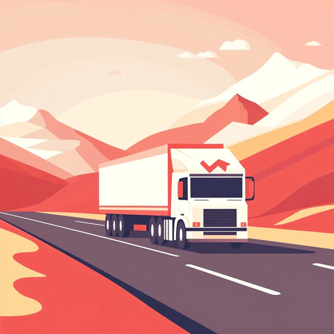 卡车上的红色箭头示意