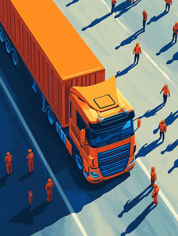 卡车等待装载平面图