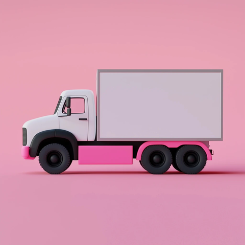 白色卡车粉色保险杠方形凹槽