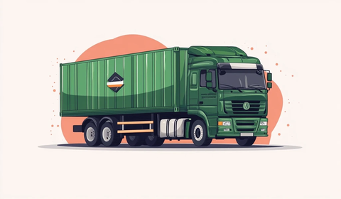 绿色卡车矢量插画