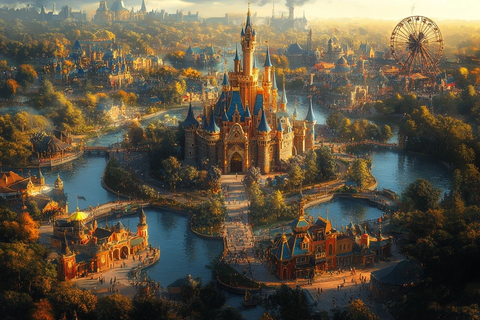 梦幻城堡主题公园鸟瞰全景