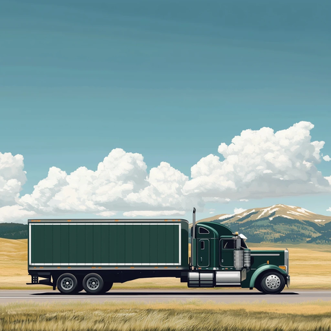 绿色半挂卡车白色条纹