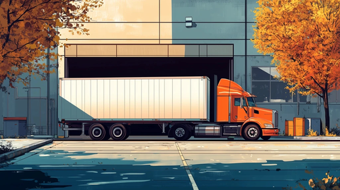 货运卡车驶入装卸码头