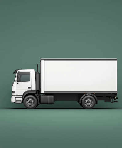 白色卡车侧面开门的绿色背景