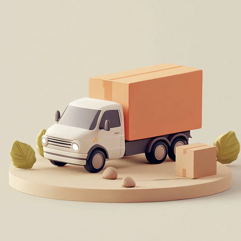 卡车与纸箱卡通插画