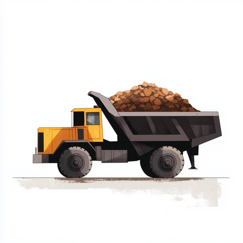 卡车运送矿石至仓库