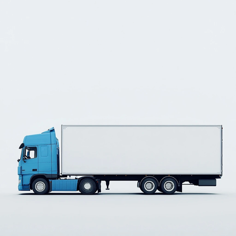 蓝色卡车白色车厢侧视图