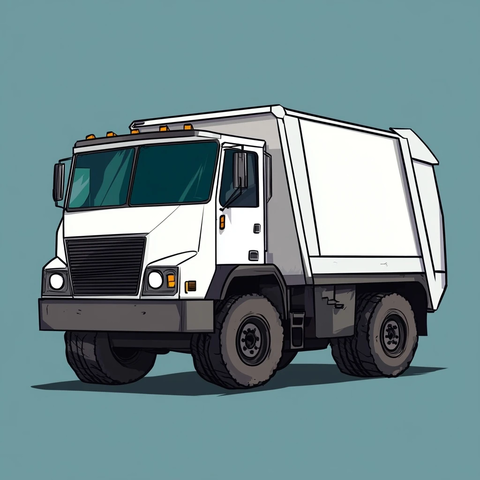 白色垃圾车卡通插画