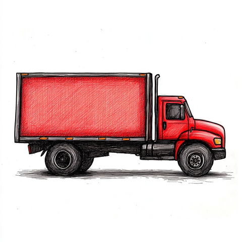 红色卡车侧面插画