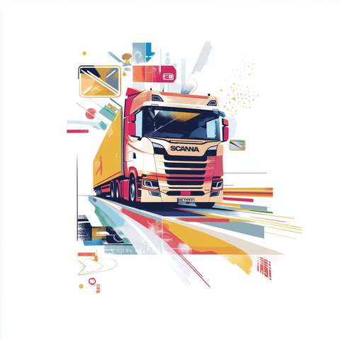 强劲斯堪尼亚卡车疾驰开放道路