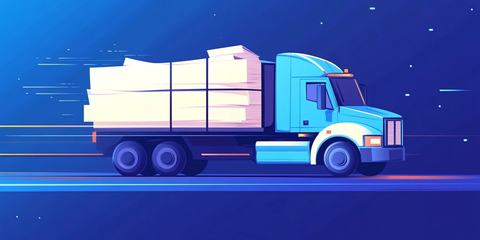 运输卡车载纸行驶