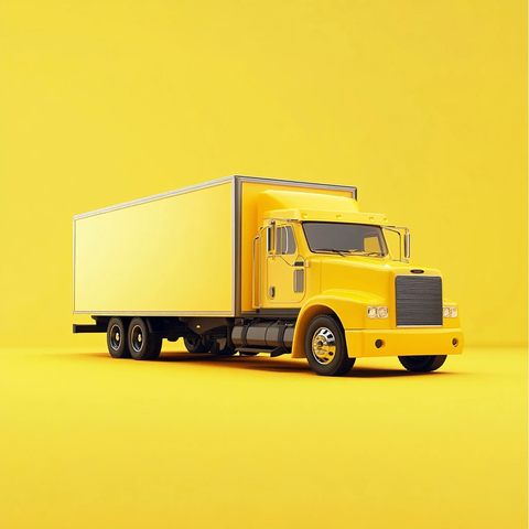 黄色卡车右侧黄色背景