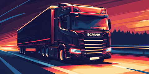 斯堪尼亚卡车矢量插画