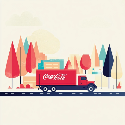 可口可乐卡车行驶在道路