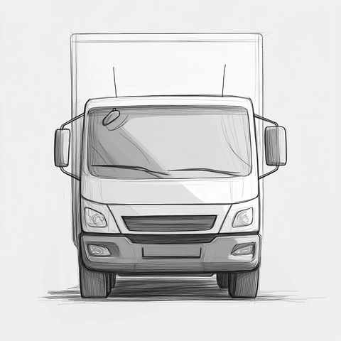 小型货车前视图线条简绘