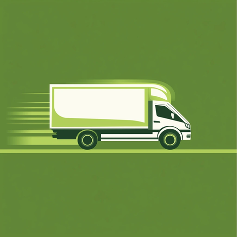 绿色快递卡车加速行驶