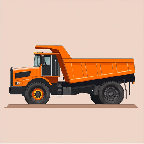 简约卡通自卸卡车侧视图