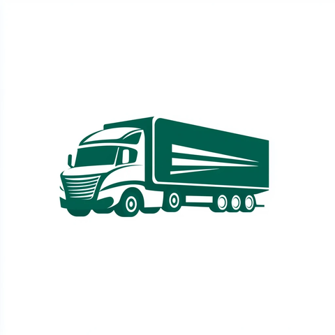 绿色卡车运输货物图标