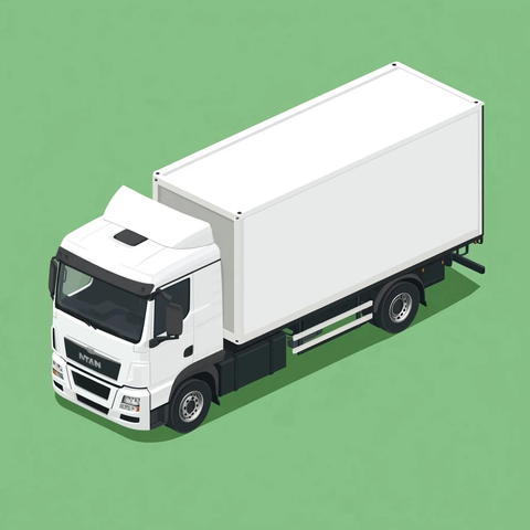 白色货车绿底视角