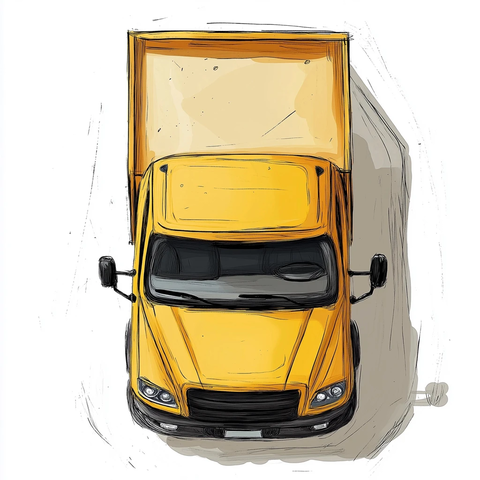 黄色卡车顶部视角