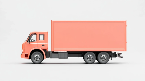 桃色货车白色背景超写实