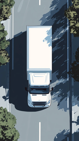 卡车路边停车顶部视角