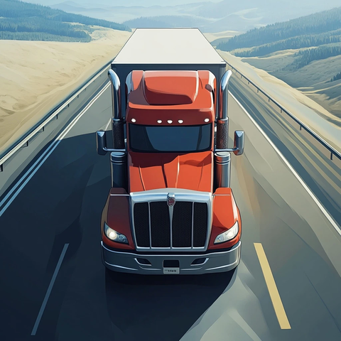 半挂卡车顶部动画视角